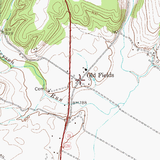 Topographic Map of Old Fields, WV
