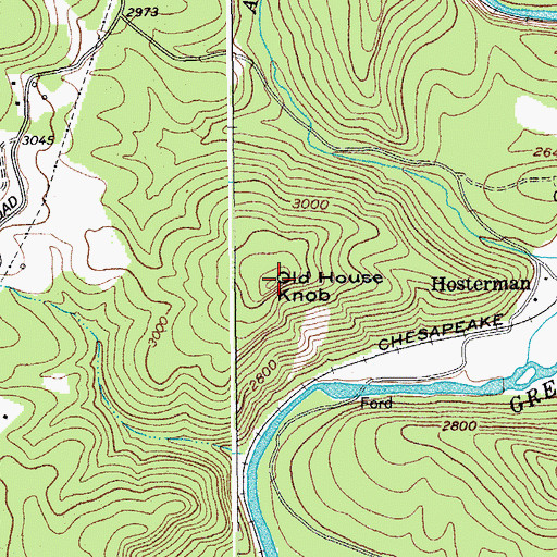 Topographic Map of Old House Knob, WV