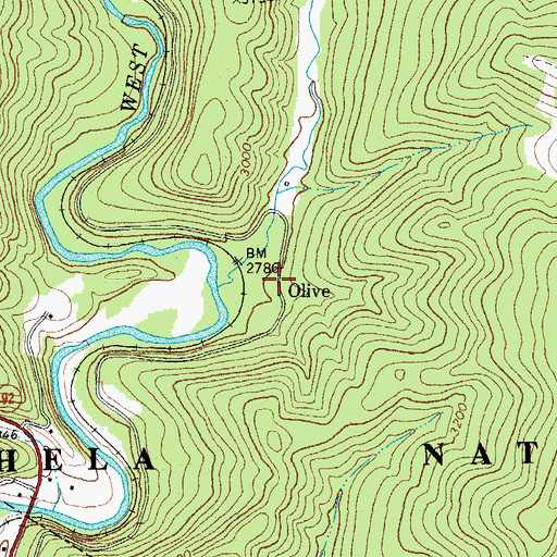 Topographic Map of Olive, WV
