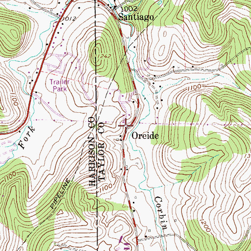 Topographic Map of Oreide, WV