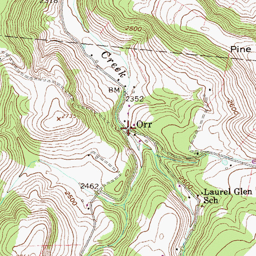 Topographic Map of Orr, WV