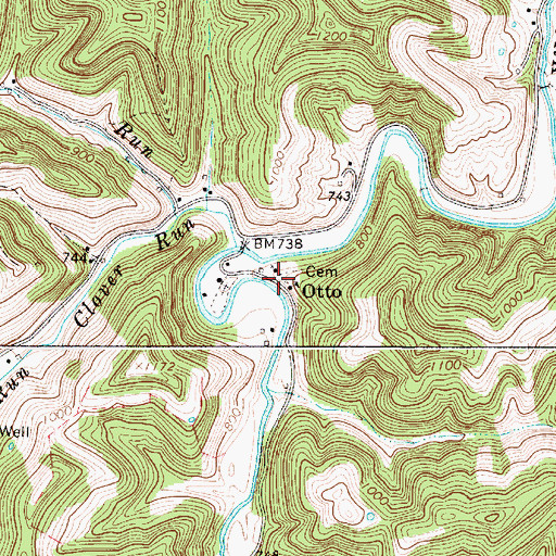Topographic Map of Otto, WV