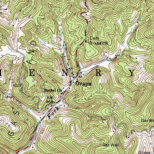 Topographic Map of Ovapa, WV