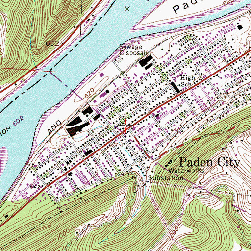 Topographic Map of Paden City, WV