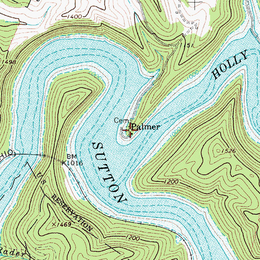 Topographic Map of Palmer, WV