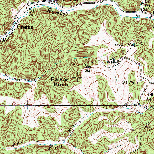 Topographic Map of Palsor Knob, WV