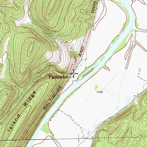 Topographic Map of Pancake, WV