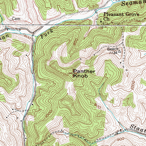 Topographic Map of Panther Knob, WV