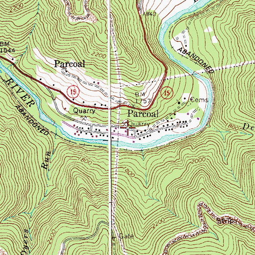 Topographic Map of Parcoal, WV