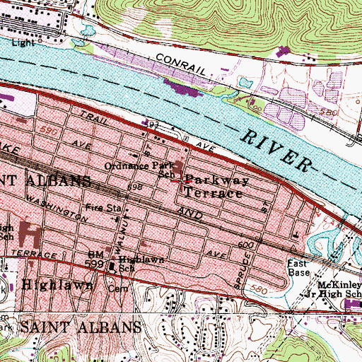 Topographic Map of Parkway Terrace, WV