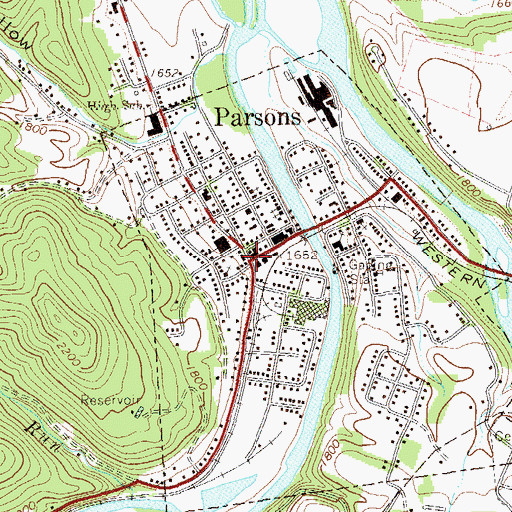 Topographic Map of Parsons, WV
