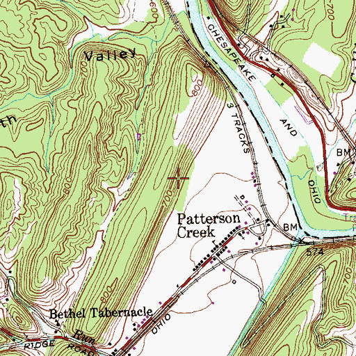 Topographic Map of Patterson Creek, WV