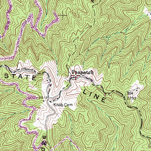 Topographic Map of Peapatch, WV