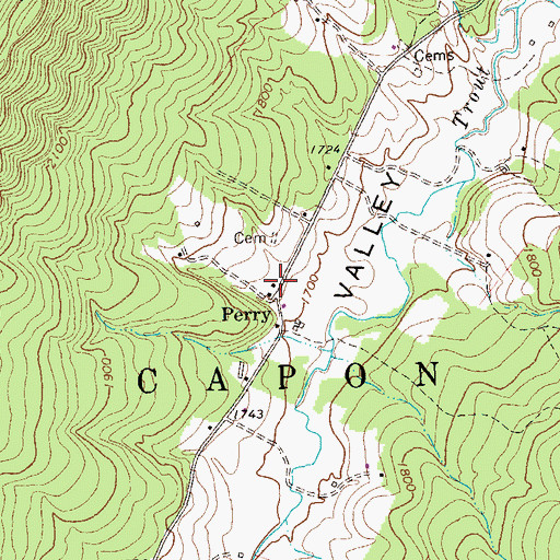 Topographic Map of Perry, WV