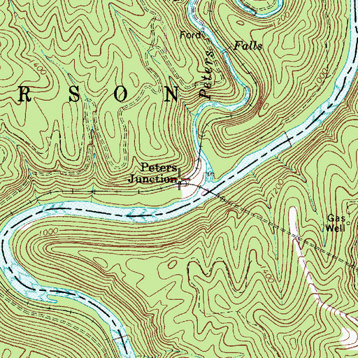 Topographic Map of Peters Junction, WV
