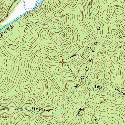 Topographic Map of Peters Mountain, WV