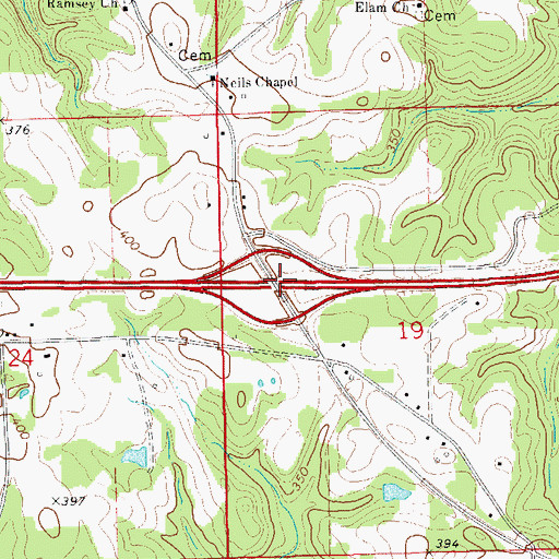 Topographic Map of Exit 32, AL