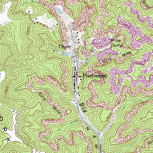 Topographic Map of Piedmont, WV