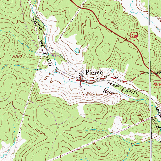 Topographic Map of Pierce, WV