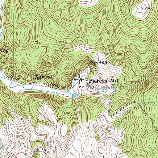 Topographic Map of Piercys Mill, WV