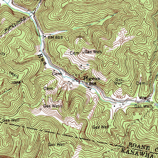 Topographic Map of Pigeon, WV