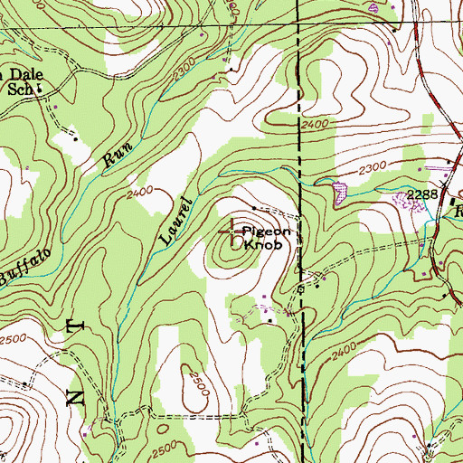 Topographic Map of Pigeon Knob, WV