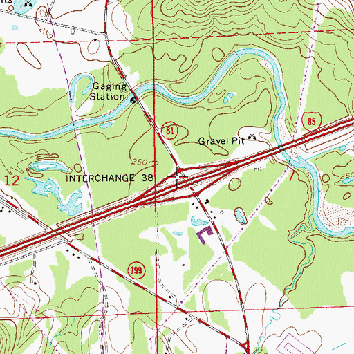 Topographic Map of Exit 38, AL