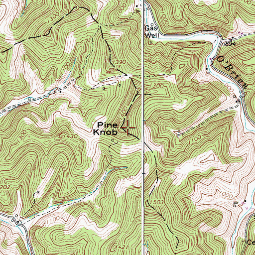 Topographic Map of Pine Knob, WV