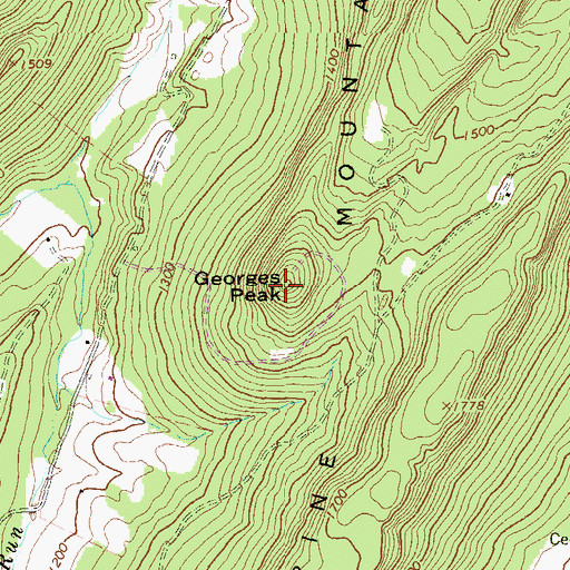 Topographic Map of Pine Mountain, WV