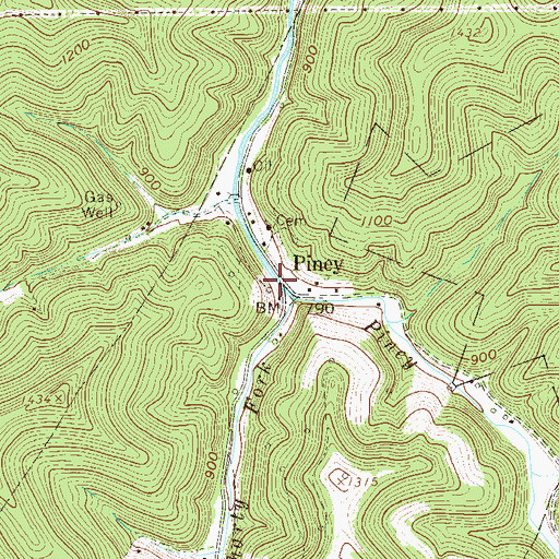 Topographic Map of Piney, WV