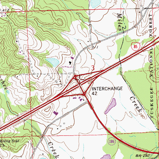 Topographic Map of Exit 42, AL