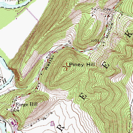 Topographic Map of Piney Hill, WV
