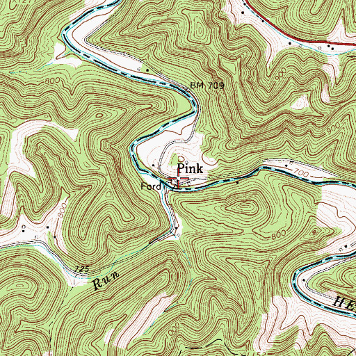 Topographic Map of Pink, WV