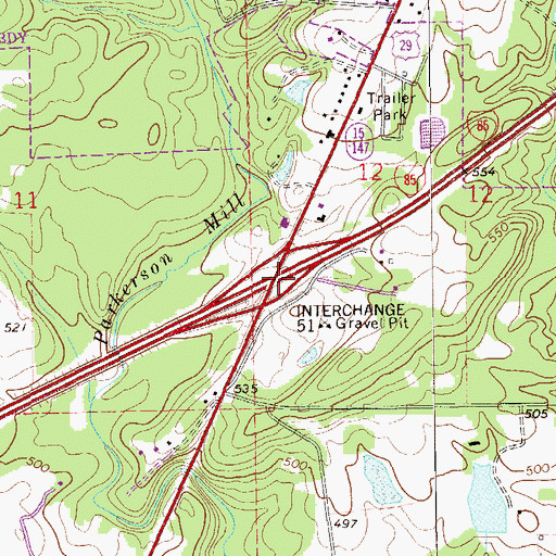 Topographic Map of Interchange 51, AL