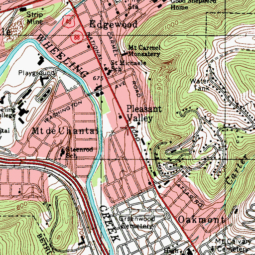 Topographic Map of Pleasant Valley, WV