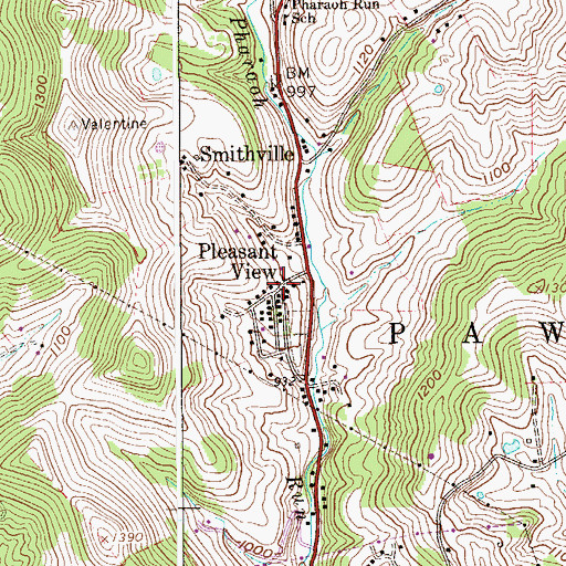 Topographic Map of Pleasant View, WV
