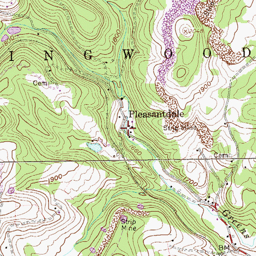 Topographic Map of Pleasantdale, WV