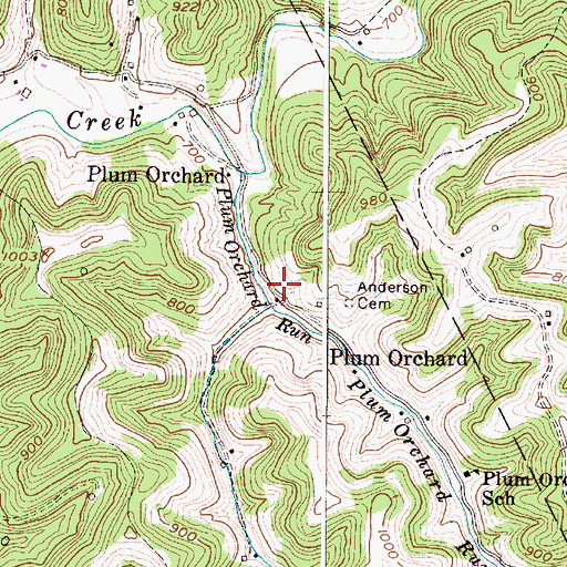 Topographic Map of Plum Orchard, WV