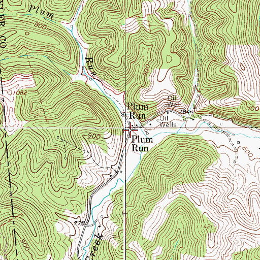 Topographic Map of Plum Run, WV