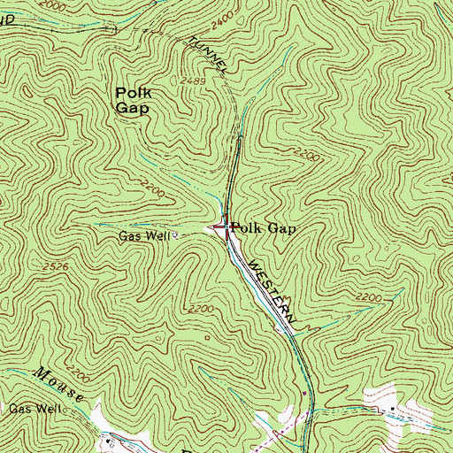 Topographic Map of Polk Gap, WV