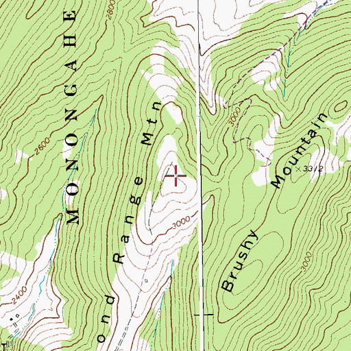 Topographic Map of Pond Range Mountain, WV