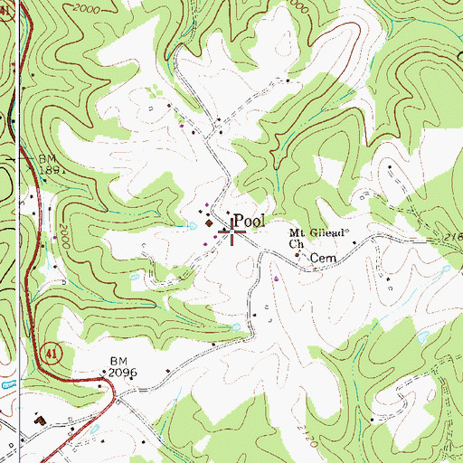 Topographic Map of Pool, WV