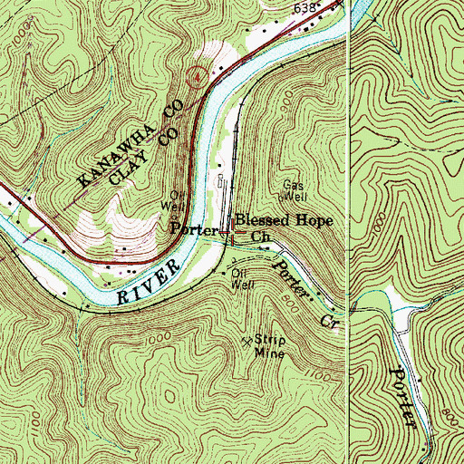 Topographic Map of Porter, WV