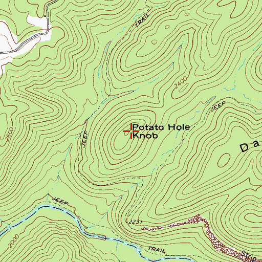 Topographic Map of Potato Hole Knob, WV