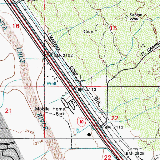 Topographic Map of Sabino Railroad Station, AZ