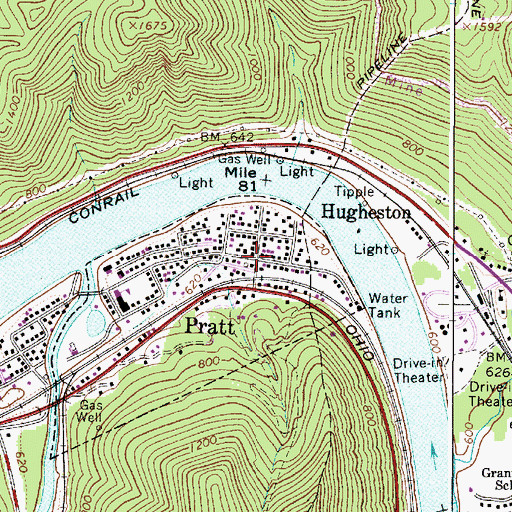 Topographic Map of Pratt, WV
