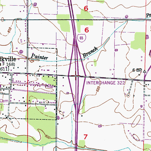 Topographic Map of Interchange 322, AL
