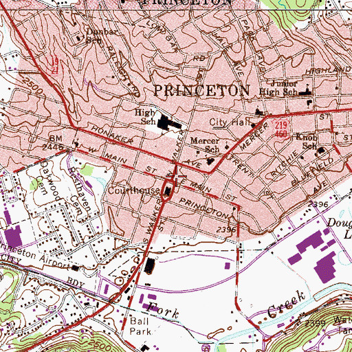 Topographic Map of Princeton, WV