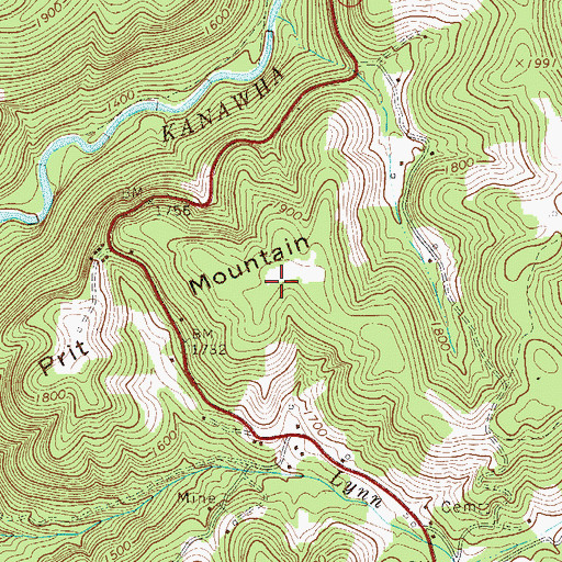 Topographic Map of Prit Mountain, WV