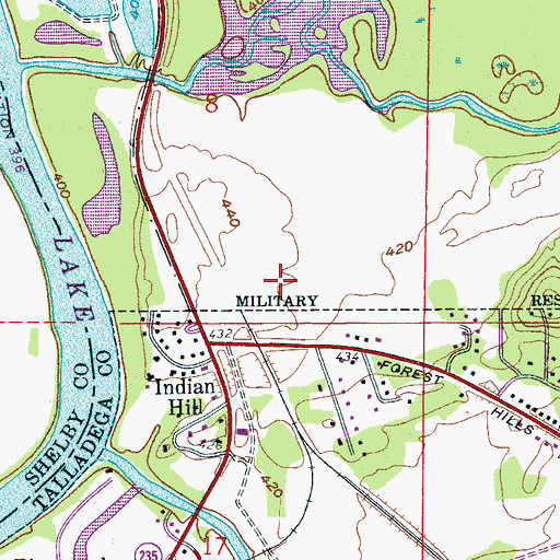 Topographic Map of Coosa (historical), AL